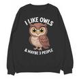 I Like Owls And Maybe 3 People Introvert Humor Casual Unisex Sweatshirt