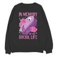 Pastel Goth In Memory Of My Social Life Coffin & Pink Roses Unisex Sweatshirt Pastel Goth In Memory Of My Social Life Coffin & Pink Roses Unisex Sweatshirt