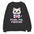 Pixel Art Pet Cat Y2K Retro Vintage Digital Nostalgia Tech Unisex Sweatshirt
