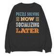 Puzzle Solving Now Minimal Socializing Introvert Vintage Unisex Sweatshirt