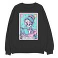 The Reader Retro Reading Skeleton Books Flowers Tarot Card Unisex Sweatshirt