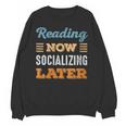 Reading Now Minimal Socializing Introvert Vintage Unisex Sweatshirt