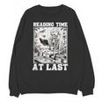 Reading Time At Last Book Lover Introvert Skeleton Reading Unisex Sweatshirt
