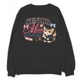 Senior Mom Class Of 2027 Cute Cat Graduation Pink Bows Girls Unisex Sweatshirt
