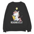 Women's Reading Is Lit Unicorn Library English Teacher Book Lover Unisex Sweatshirt