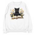 Cat Shirts For Women Book Lover Shirt Cute Cat And Book Premium Tri-Blend Unisex Sweatshirt