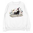 Cute Cat Flower Garden Book Kitty Reading Floral Men Women Girls Kids Unisex Sweatshirt