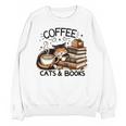 Cute Coffee Cats Books Lover Idea Women Men Kids Unisex Sweatshirt Cute Coffee Cats Books Lover Idea Women Men Kids Unisex Sweatshirt