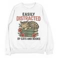 Easily Distracted By Cats And Books Vintage Unisex Sweatshirt Easily Distracted By Cats And Books Vintage Unisex Sweatshirt