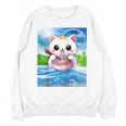 Frutiger Aero Aesthetic Tech Kawaii Ramen Cat Fishes Raglan Baseball Tee Unisex Sweatshirt