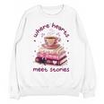 Where Hearts Groovy Meet Stories Coffee Books Valentines Day Unisex Sweatshirt