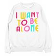 Introvert I Want To Be Alone Retro Wavy Unisex Sweatshirt