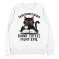 Read Banned Books Drink Coffee Fight Evil Retro Cat Unisex Sweatshirt