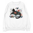 Retro Cute Cat Floral Book Librarian Vintage Floral Cat Book Unisex Sweatshirt