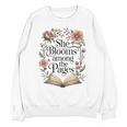 She Blooms Among The Pages Women Mom Wife Floral Book Lover Premium Tri-Blend Unisex Sweatshirt She Blooms Among The Pages Women Mom Wife Floral Book Lover Premium Tri-Blend Unisex Sweatshirt