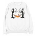 Skeleton Reading Book In Hammock Halloween Reader Unisex Sweatshirt