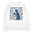 I Do What I Want Cat Reading Book Boho Flowers Vintage Unisex Sweatshirt