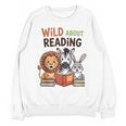 Wild About Reading Zoo Animals For Bookworm Book Reader Unisex Sweatshirt Wild About Reading Zoo Animals For Bookworm Book Reader Unisex Sweatshirt
