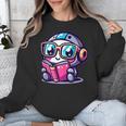 Adorable Book Lover Robot With Reading Glasses Cute Unisex Sweatshirt
