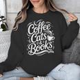 Coffee Cats & Books Reading Book Lover Reader Unisex Sweatshirt Coffee Cats & Books Reading Book Lover Reader Unisex Sweatshirt