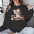 Cute Kitten Bookworm Adorable Cat With Glasses Reading Book Unisex Sweatshirt