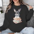Cute Reading Bunny With Glasses Books Reader Book Bookworm Unisex Sweatshirt