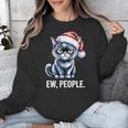 Ew People Christmas Cat Santa Hat Dad Introvert Unisex Sweatshirt
