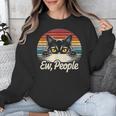 Ew People Retro Cat Vintage Anti Social Introvert Unisex Sweatshirt