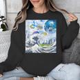 Frutiger Aero Aesthetic Tech Great Wave Of Kanagawa Fishes Unisex Sweatshirt
