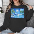 Frutiger Aero Dolphin Sunset Ocean With Palm Trees Y2k Unisex Sweatshirt