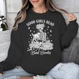 Good Girls Read Bad Books Skeleton Reading Book Halloween Unisex Sweatshirt