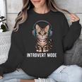 Introvert Mode Cat With Headphones Kitten Lover Unisex Sweatshirt