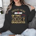 Proud Mom Of Two 2021 Graduates Twin Mama Graduation Leopard Unisex Sweatshirt