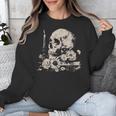 Skull Books Flowers Goth Reader Grunge Dark Alt Aesthetic Unisex Sweatshirt