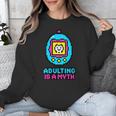 Women's Adulting Is A Myth Retro Pixel Pet Nostalgia Millennials Unisex Sweatshirt