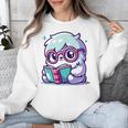 Adorable Book Lover Yeti With Reading Glasses Cute Unisex Sweatshirt