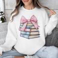 Book Lover Coquette Bow Pink Dainty Ribbon Cute Bookworm Unisex Sweatshirt