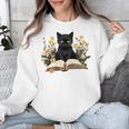 Cat Shirts For Women Book Lover Shirt Cute Cat And Book Premium Tri-Blend Unisex Sweatshirt