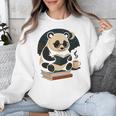 Cute Panda Reading Book Under Moon Bookworm Coffee Lover Unisex Sweatshirt