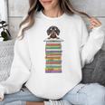 Cute Wiener Dog Dachshund Reading On Pile Of Books Unisex Sweatshirt Cute Wiener Dog Dachshund Reading On Pile Of Books Unisex Sweatshirt