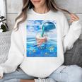 Frutiger Aero Aesthetic Tech Bubble Tea Boba Milktea Fishes Unisex Sweatshirt