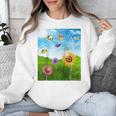 Frutiger Aero Aesthetic Tech Scenery Fishes Sunflower Raglan Baseball Tee Unisex Sweatshirt