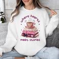 Where Hearts Groovy Meet Stories Coffee Books Valentines Day Unisex Sweatshirt
