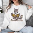 Life Is Better With Cats Coffee Books Cat Reading Book Unisex Sweatshirt