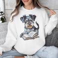 Nerdy Schnauzer Dog Book Lover Glasses Cute Pet For Men Women Kids Unisex Sweatshirt