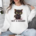 Not A Hugger Tee Angry Cat Sarcastic Cute Introvert Unisex Sweatshirt
