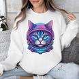 Retro 80s Cat In Space Suit Nostalgia Cat Vintage Astronaut Unisex Sweatshirt