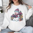 Snowman Reading Book Lovers Christmas Bookworm Librarian Unisex Sweatshirt