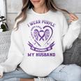 I Wear Purple In Memory Of My Husband Alzheimers Awareness Unisex Sweatshirt