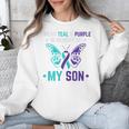 I Wear Teal Purple In Memory Of My Son Suicide Awareness Premium Tri-Blend Unisex Sweatshirt